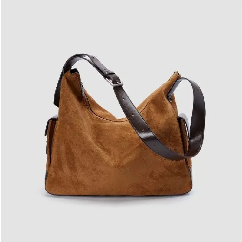 

2025 New Autumn Winter Frosted PU Retro Large Capacity Shoulder Bag Korean Style Casual Crossbody Bag Daily Commuting Handbag