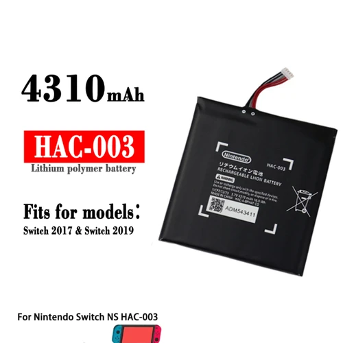 Imagen 2 del producto HAC-003 Batería recargable 3.7V 4310mAh Paquete Reemplazo de reparación para consola de juegos Nintendo Switch HAC003