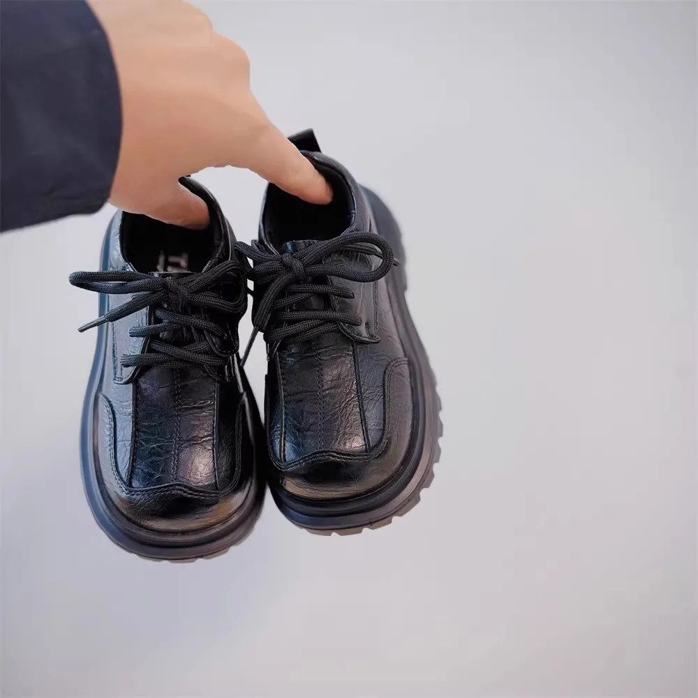 Kids'Casual Shoes PU Leather Solid Color Autumn Fashion Shoes For Girls Soft Bottom Breathable Anti-slip Black Brown Size 26-37