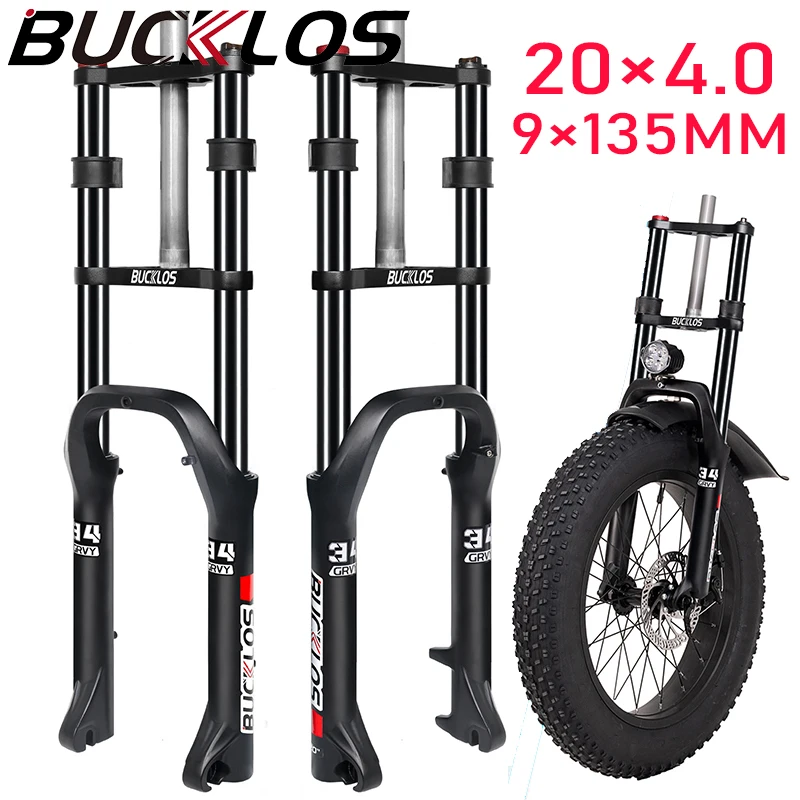 

BUCKLOS 20*4.0 Bike Fat Fork 20inch Bicycle Suspension Fork 4.0 Tire E-Bike Forks 9*135mm Snow/beach/mountain Bike Forks