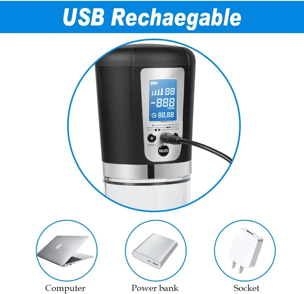 Male Penis Pump Sex Toys, Automatic Enlargers & Extend Pump with LED Display, Adult Toys for Men Penis Entender Erection Pumps - view 4