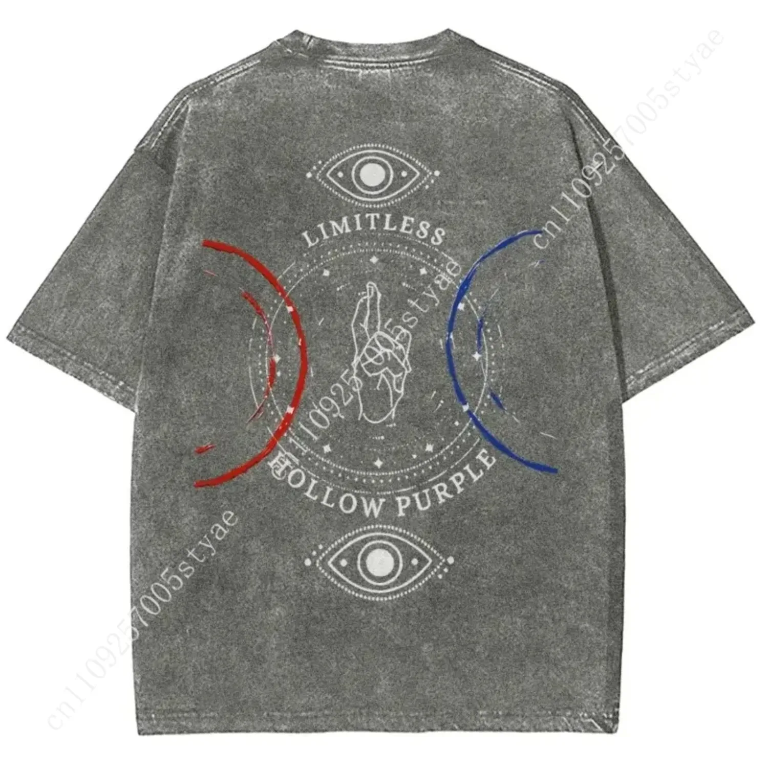 Anime  Gojo Satoru Print T-shirt Men Women Clothing Vintage Washed Tee Oversized Cotton T Shirt Harajuku Tshirt view 2