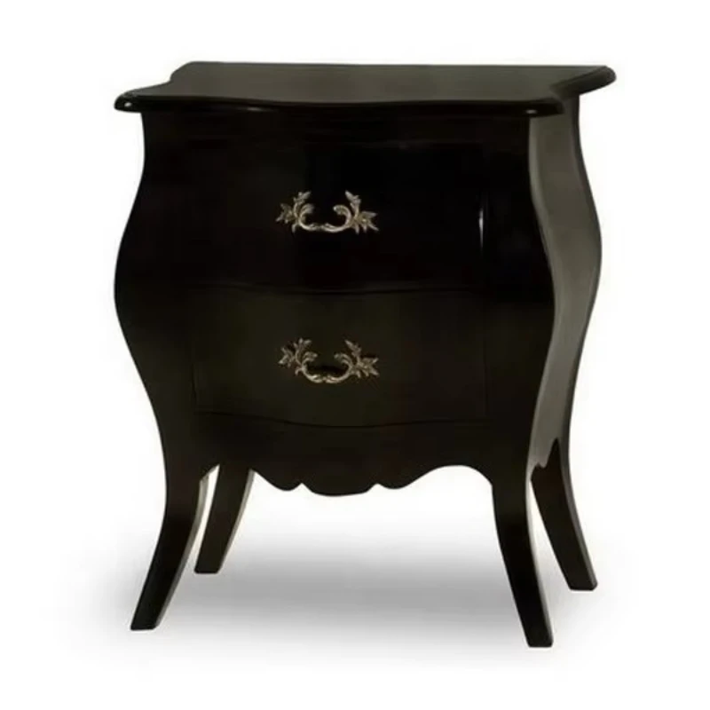 Solid wood bedside table with gorgeous brass handle Home master bedroom Hotel bedroom bedside locker