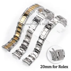 Stainless Steel Strap 20mm for Rolex Water Ghost for Daytona Strap Men Sport Wrist Band Curved End Replacement Watch Bracelet