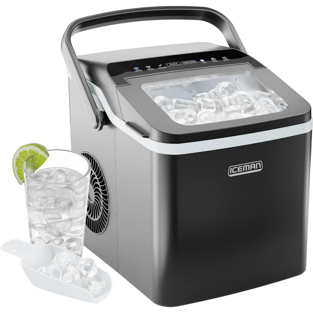 Dual-Size Ice Maker Countertop - Portable Ice Machine, Large and Small Ice Machine Maker with Self Cleaning, 9 Cubes in 7 Mins