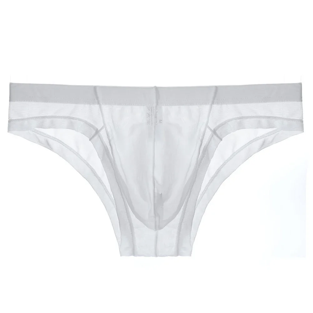 Mens Transparent Thong Briefs Low-Rise Sexy Underwear Seamless Sheer Underpants See-Through Thin Convex Pouch Knickers