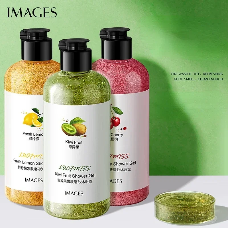 300ml Kiwi Scrub Perfume Shower Gel Deep Cleansing Fragrance Rejuvenating Exfoliating Body Wash whitening body scrub skin scrubs