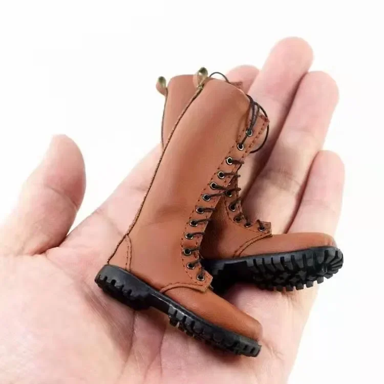 

1/6 Scale Male Black Coffee Solid Mid-high Boots Martin Boots Leather Combat Boots for 12 Inch Detachable Soldier Action Figures