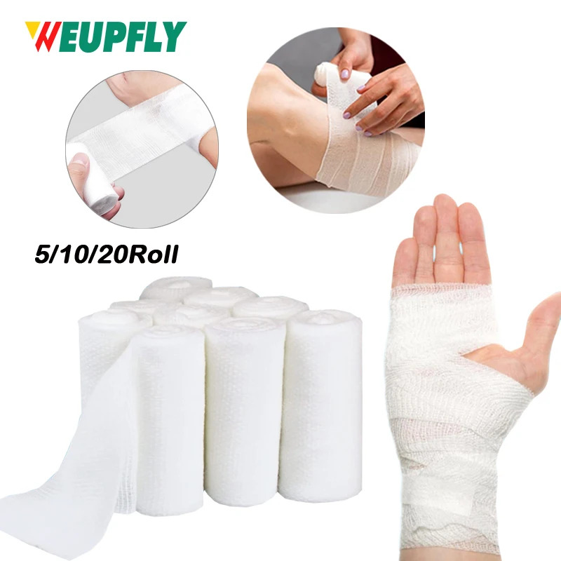 5/10/20 Rolls Gauze Bandage Roll with Tape - White Gauze Wrap Breathable Gauze Wrap Used for First Aid Wound Care