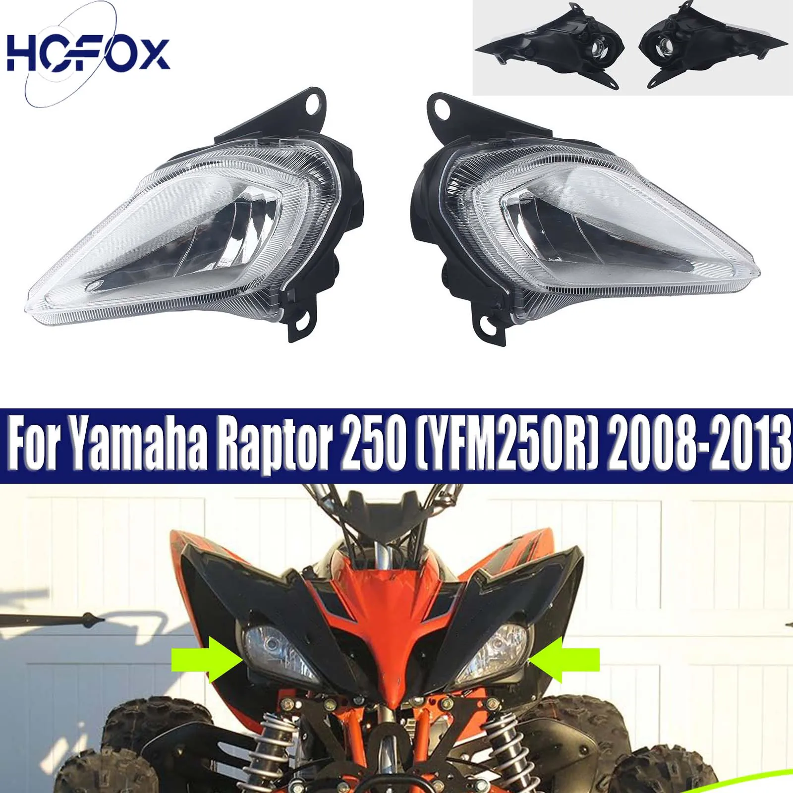 

For Yamaha Raptor 350 700 YFZ450 Wolverine Headlight Housing Shell No Bulb