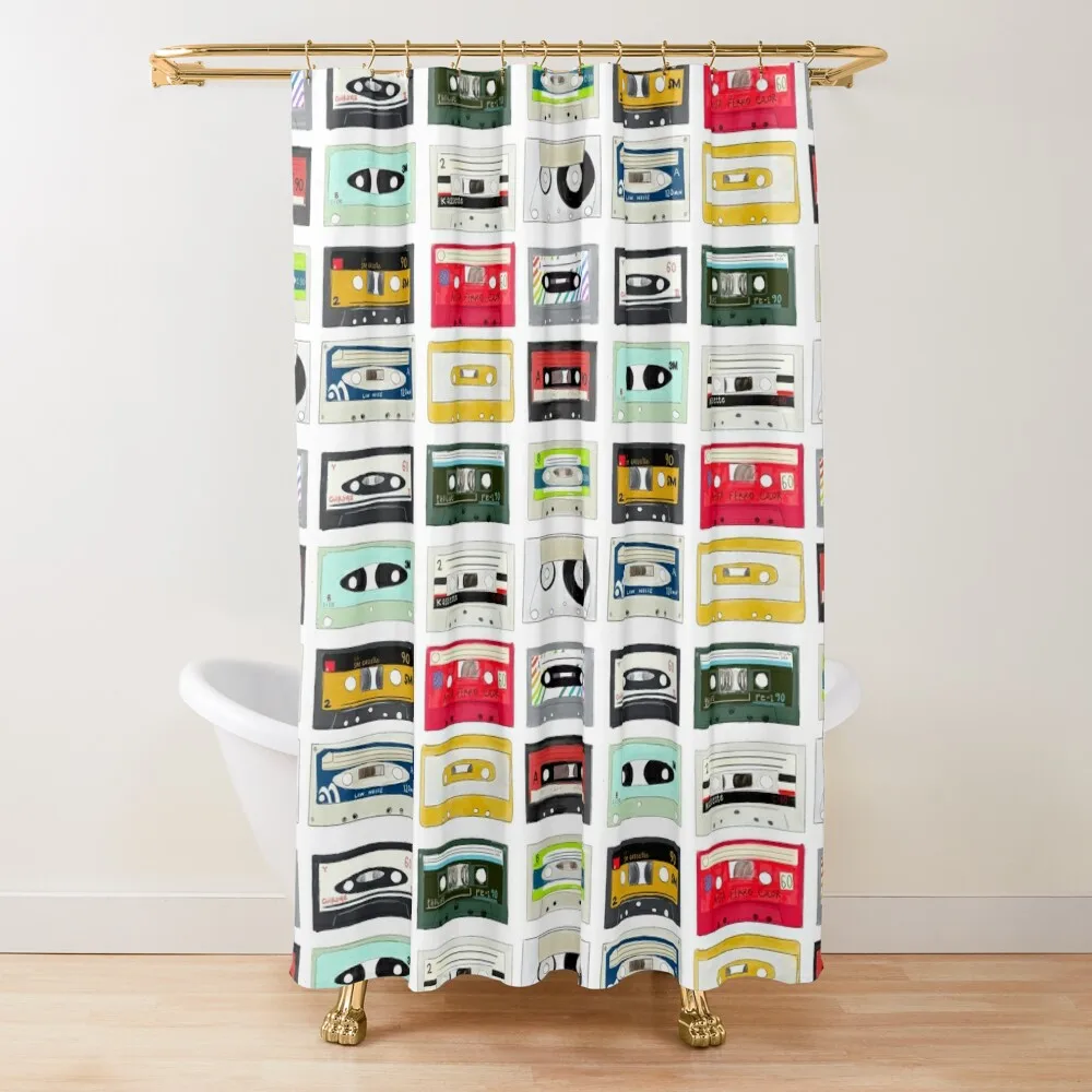 

Cassette Tape Art Shower Curtain Bathroom Box Shower Set Shower Waterproof Bathroom Fabric Curtain