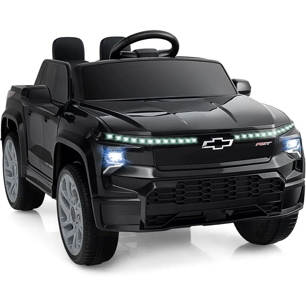

12V Licensed Chevrolet Truck, Battery Powered Kids' Electric Vehicles with Remote Control, Rear Storage, Music,Black