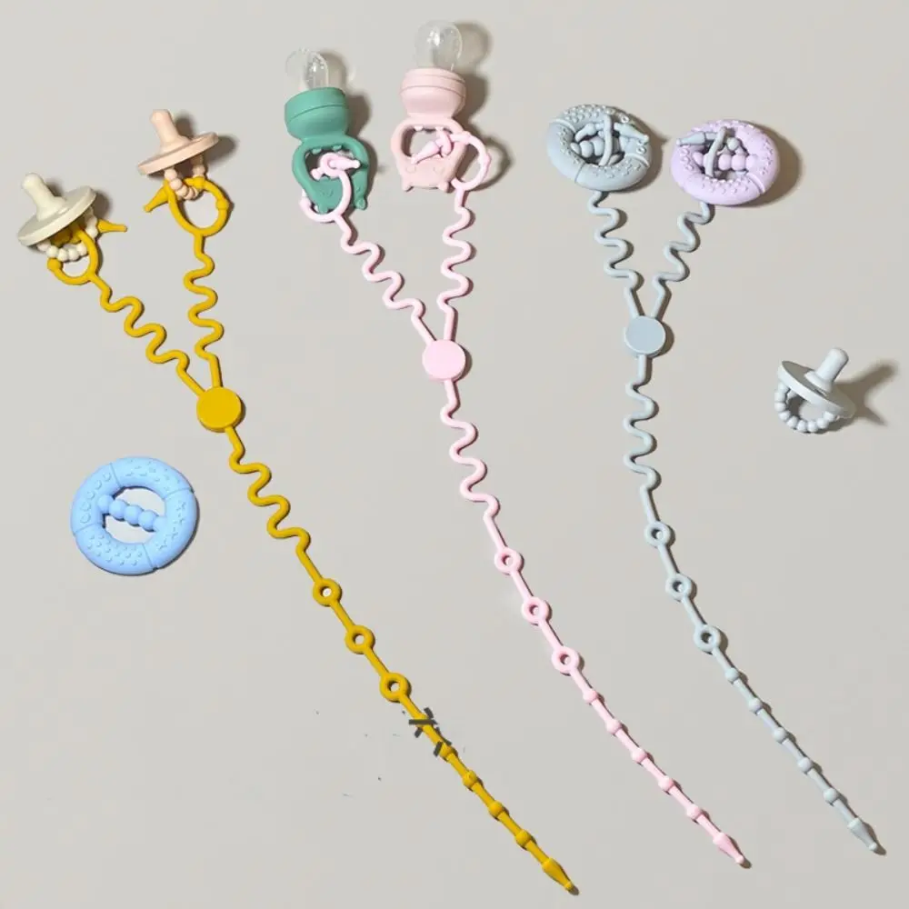 

Portable Silicon Nipple Anti-drop Chain Safety Adjustable Pacifier Holder Clips Double Head Stroller Accessories
