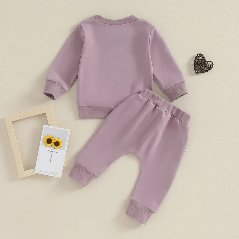 6M-3T Toddler Baby Girl Clothes Long Sleeve Letter Print Sweatshirt and Stretch Jogger Pants Newborn Fall Winter Outfit