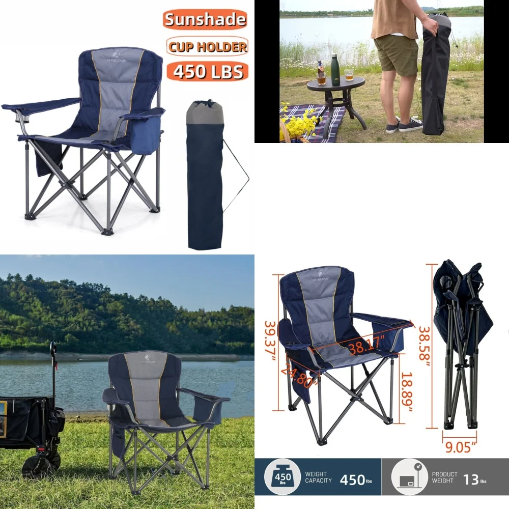 

camping chairHeavy Duty Folding Camping Chair Oversized with Cup Holder Outdoor Portable Lightweight Lawn Chair for Hiking Beach