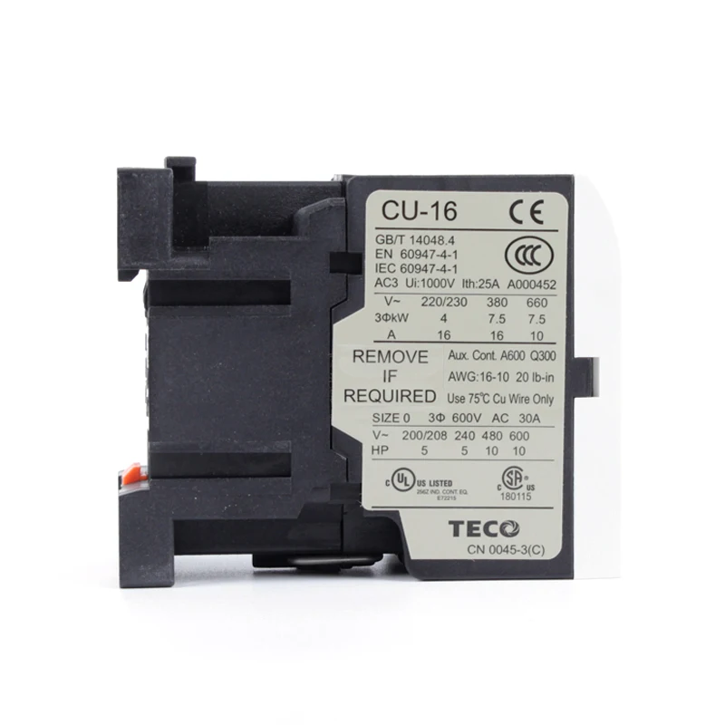 TECO Taian CN AC Contactor CU-11/16/18/23/27/32R/38/40/50/65/80/90 220V 380V 24V 36V 48V 110V