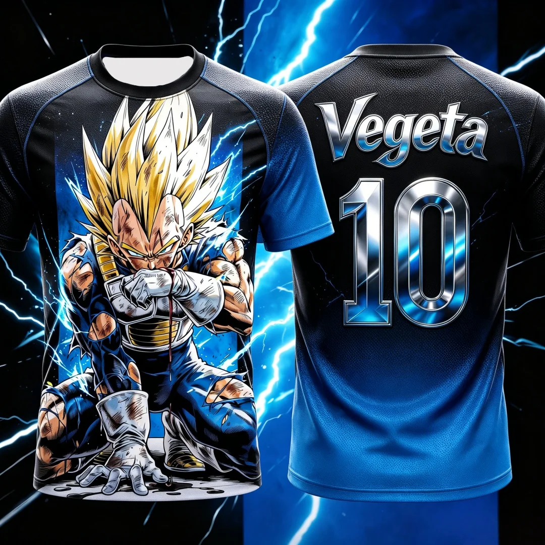 Dragon Ball Vegeta Super Saiyan 3D-Druck Familien-T-Shirt mit passendem Design, Vegeta 10, kurzärmelig, Anime, Streetwear-T-Shirt für Eltern und Kinder – Detail 8