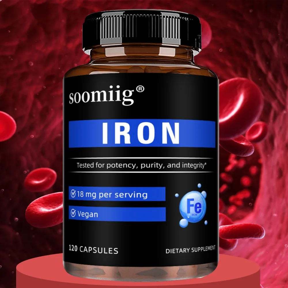 Iron Supplement for Daily Energy Support - Non-GMO & Vegan, Help Maintain Healthy Iron Levels, 120 Capsules