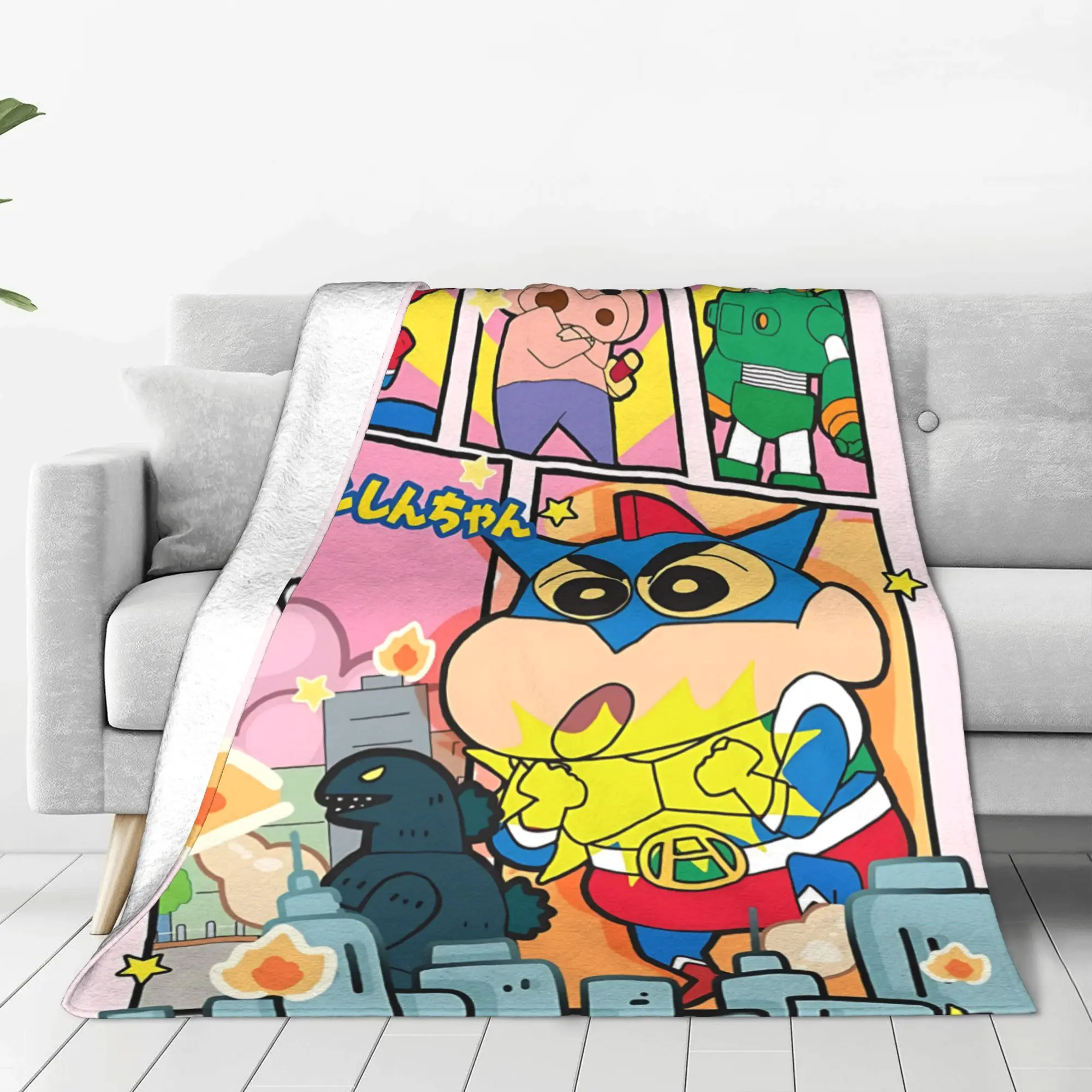 1PC Crayon Shin chan‌s  Winter Blankets for Adults Bedding Home Interior Sofa Knee