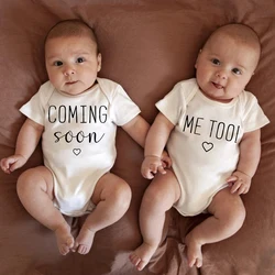 Twin Baby Boys and Girls Clothes Cotton Onesies “Coming Soon and Me Too” Beautiful Cute Infant Bodysuit Pregnancy Announcement