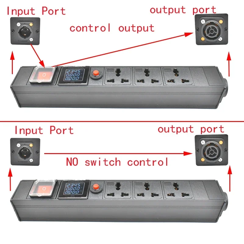 PDU Stekkerdoos NAC3FX-W NAC3MPX luchtvaartpoort 2-9 10A Universele aansluiting Luchtvaart Waterdichte Powercon LED Groot Scherm Stekker