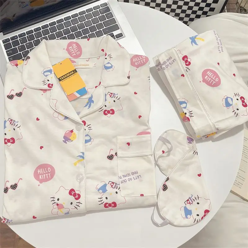 

Sanrio HelloKitty Pochacco Cartoon Pajamas Women Autumn Cotton Long Sleeve Girl Heart Dormitory Can Wear Home Clothes