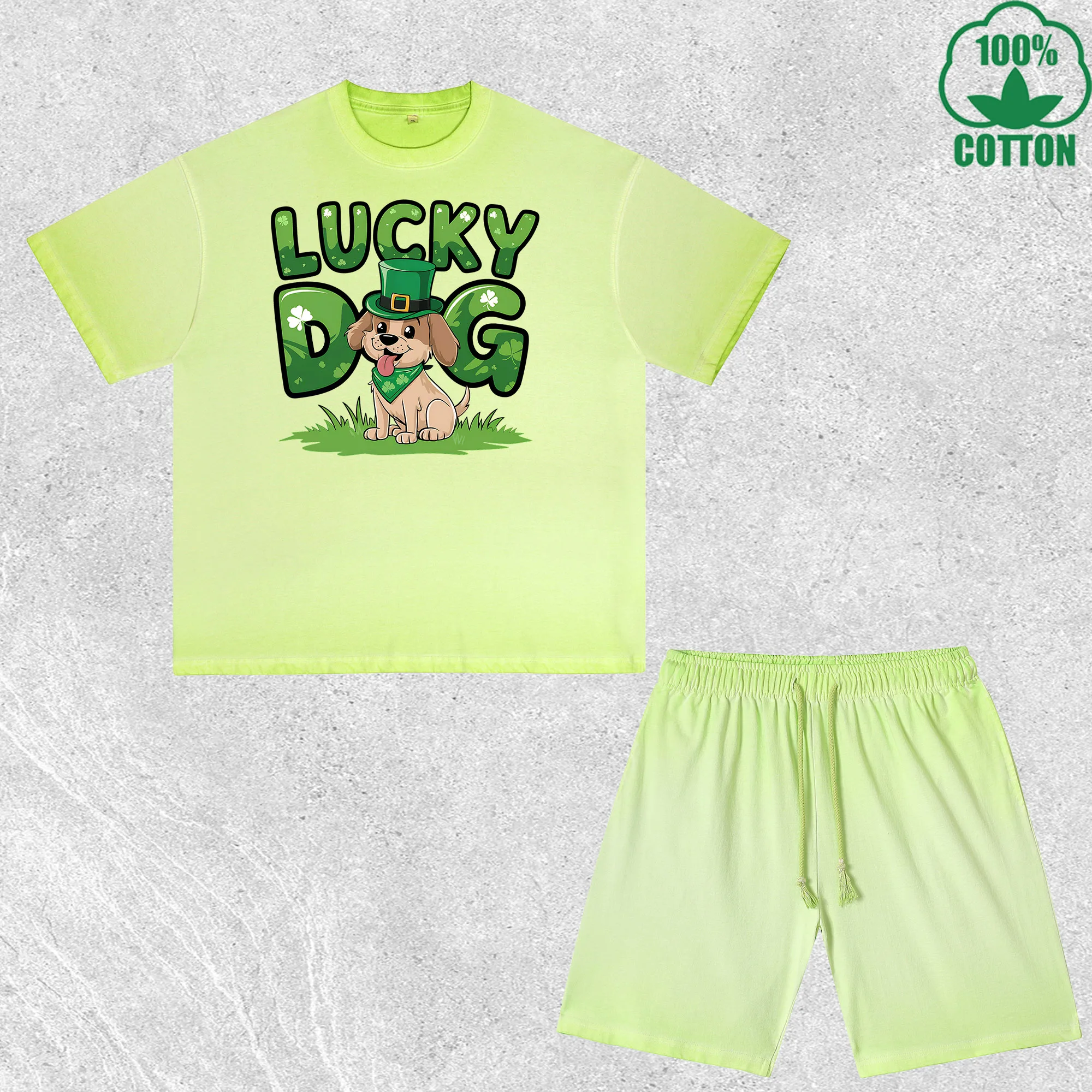 

Hobby Patricks Day Printed Dirty Wash T-Shirt Shorts Set Multicolor Combo Loose Trendy Fashionable 100%Cotton Short Value Pack