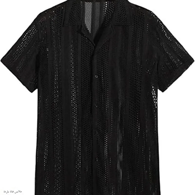 

Men's Button Knitted ort Sve irt Top Loose Fit Summer Thiened Stripe Pattern Beach Scene Casual Comfortable Clothing
