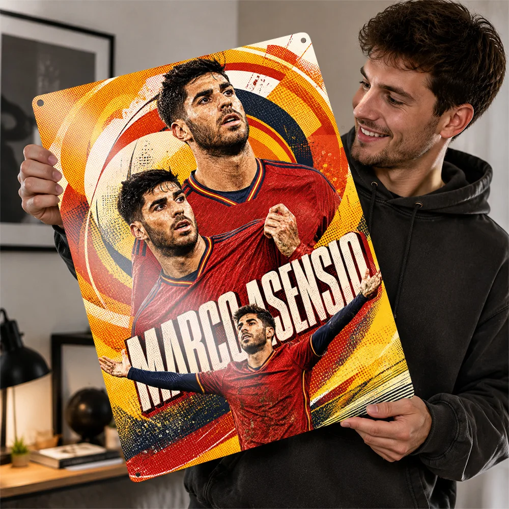 Marco Asensio Football Textured Poster Customized Metal Tin Sign Club Hero Design Wall Art Perfect For Dedicated Fans In Study