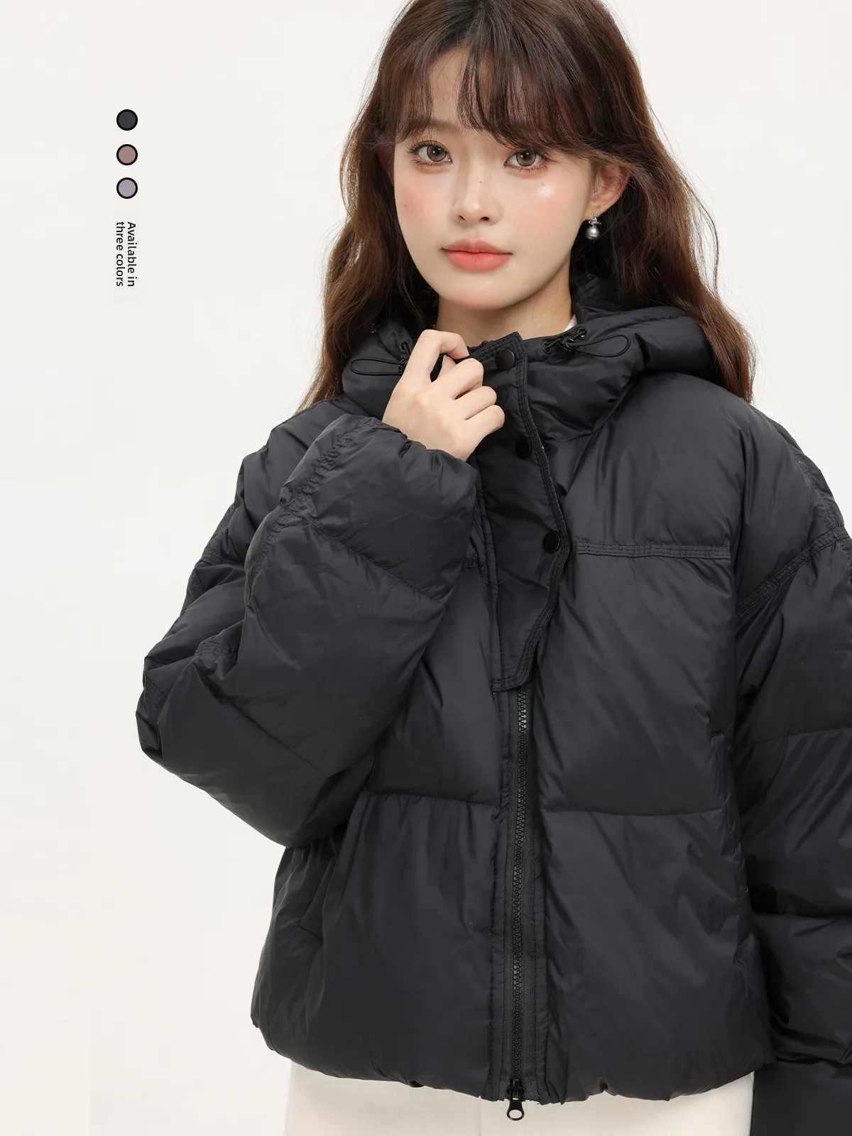 

Ele Bla down Jaet Women's Winter Warm Lightweight ort Bread Sle Top Zipper Closure Hooded Pure Color Commute Sle