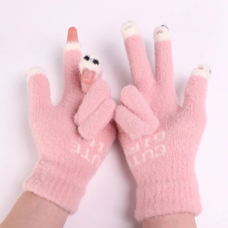 Women Wool Cashmere Gloves Cable Knit Touchscreen Finger Hole Wool Touchscreen Mittens Thick Warm Fashion Cycling Glove