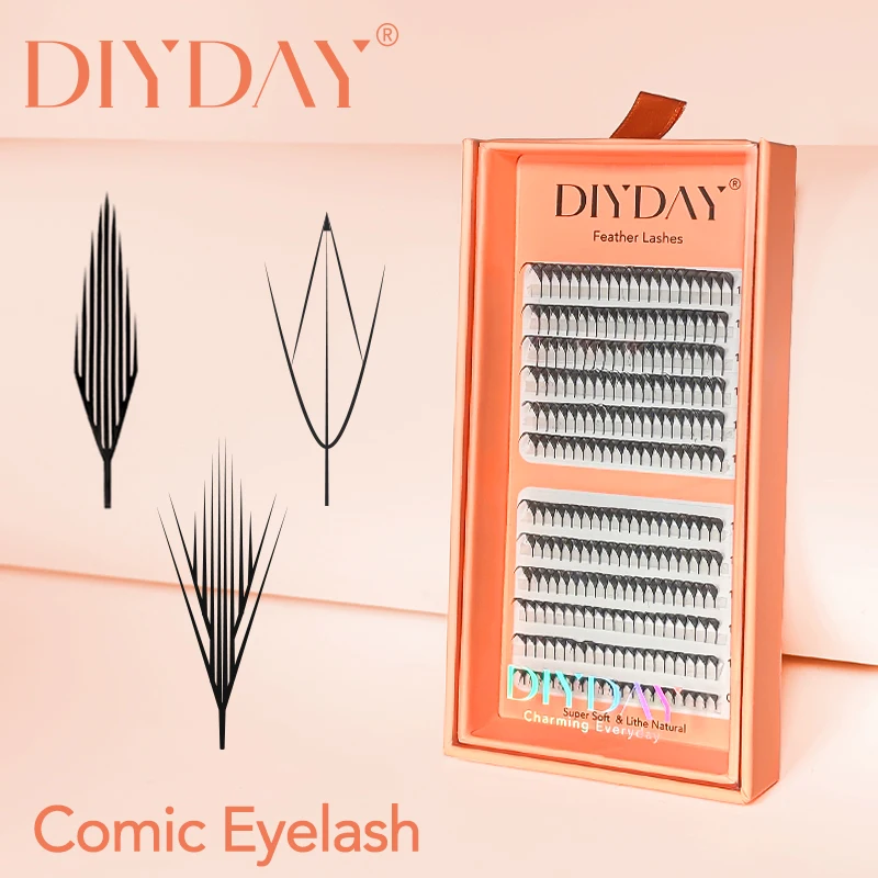 DIYDAY Anime Spire Eyelash Extension Individual Natural Cashmere Manga False Eyelashes Super Soft Feather Shape Comic Lashes