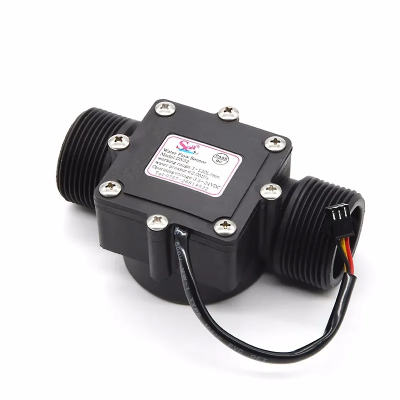 Water Flowmeter Hall Sensor Switch เคาน์เตอร์การใช้ตัวบ่งชี้มาตรวัด Caudalimetro กระแสเงินสดอุปกรณ์ DN32 G1-1/4 "1-120L/Min