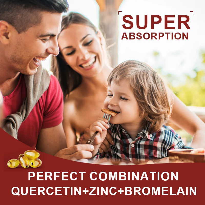 Quercetin Capsules 6-In-1 With Bromelain Vitamin C & Zinc Increases Antioxidant Balanced Immune System Vegan Supplements