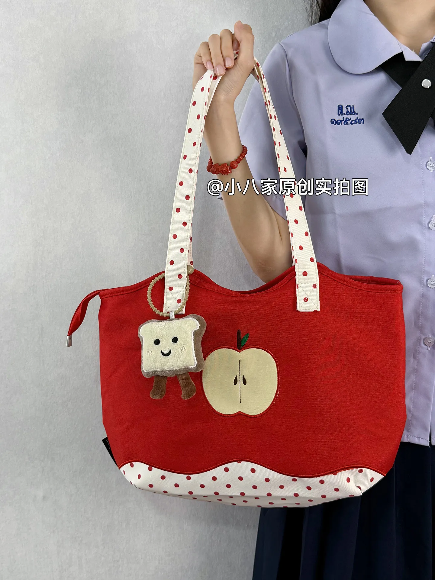 Girls Heart Commuter Tote Bag Women's Large Capacity New Red Apple Canvas Bag College Student Class Shoulder Bags for Female