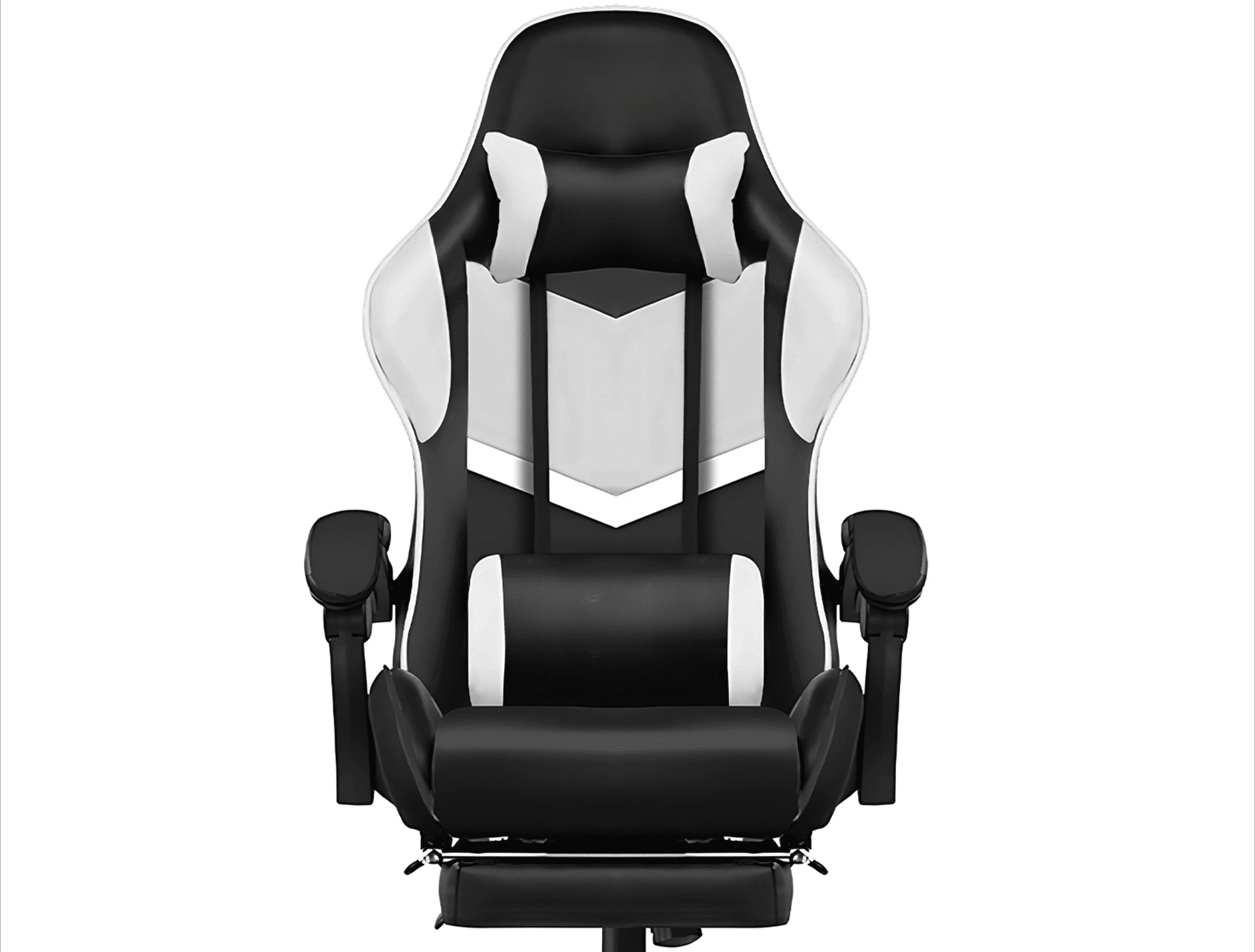 Gaming Chair PU Leather Office Chair with Foorest&Linkage Armrests, White office furniture  computer chair  furniture