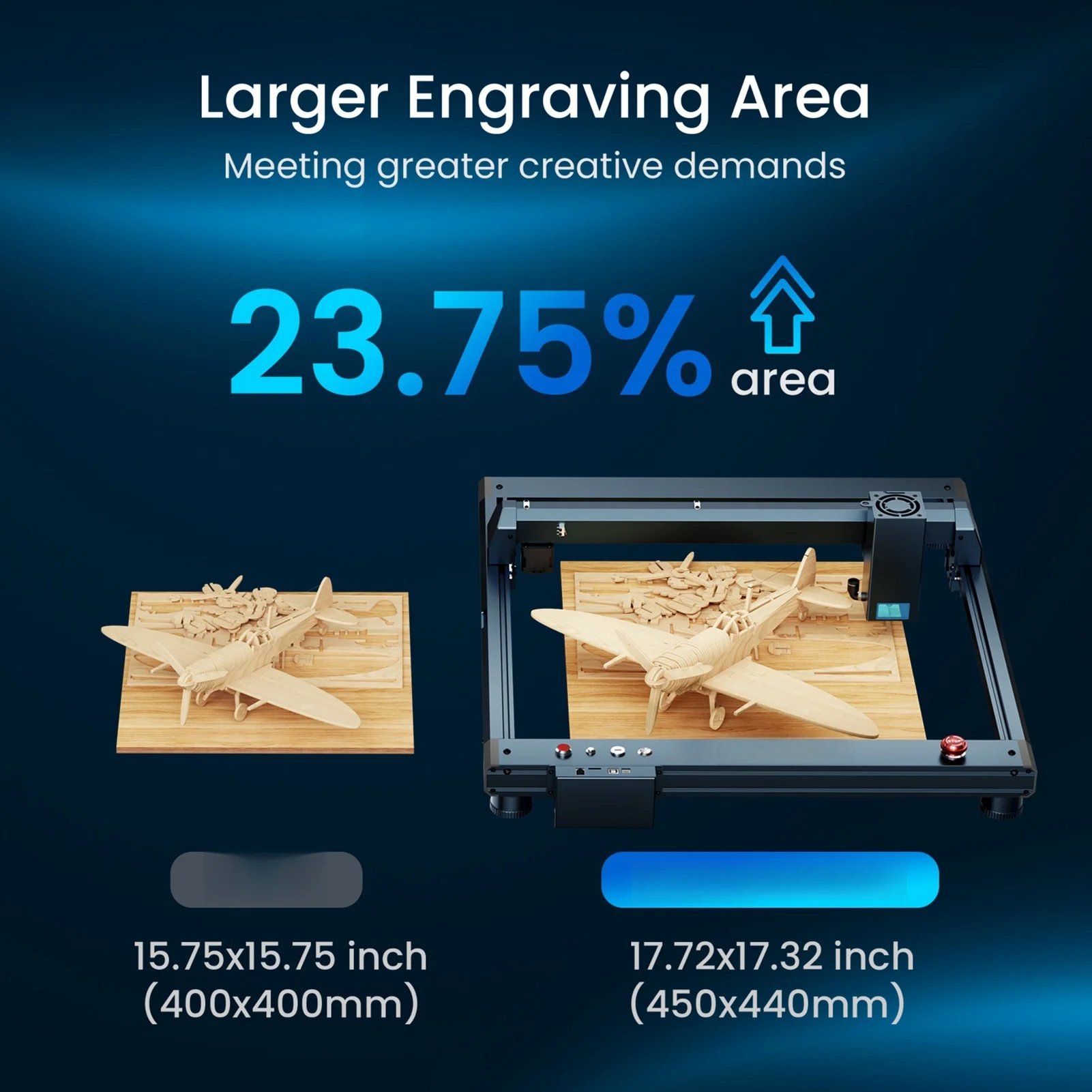 LONGER B1 20W Laser Engraver 24W Laser Power High Speed Engraving with Air-Assist System Support TF Card APP 450*440mm Work Area