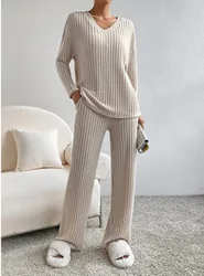 Solid Casual Loose Pants Sets For Women 2024 Elegant Autumn Women's Two Pieces Suit Full Trouser Set Female 2PCS Outfit Clothes