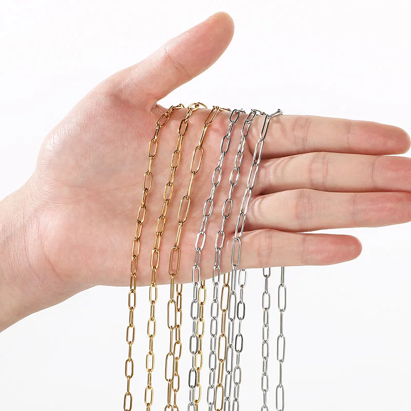 

Аксессуары из нержавеющей стали для самостоятельного изготовления: 1-метровая круглая цепочка с бусинами, золотистого цвета, длинная цепочка, водонепроницаемая, для создания украшений.