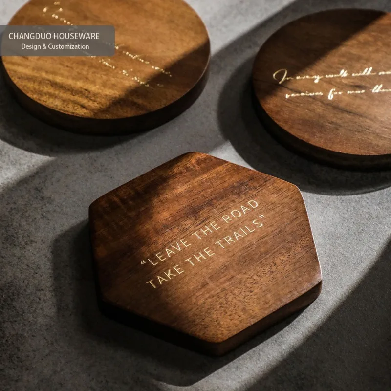 

Простая деревянная подставка из цельного дерева, винтажная деревянная рама для кофейной чашки, круглая изоляционная подставка, шестиугольная подставка для чашки чая.