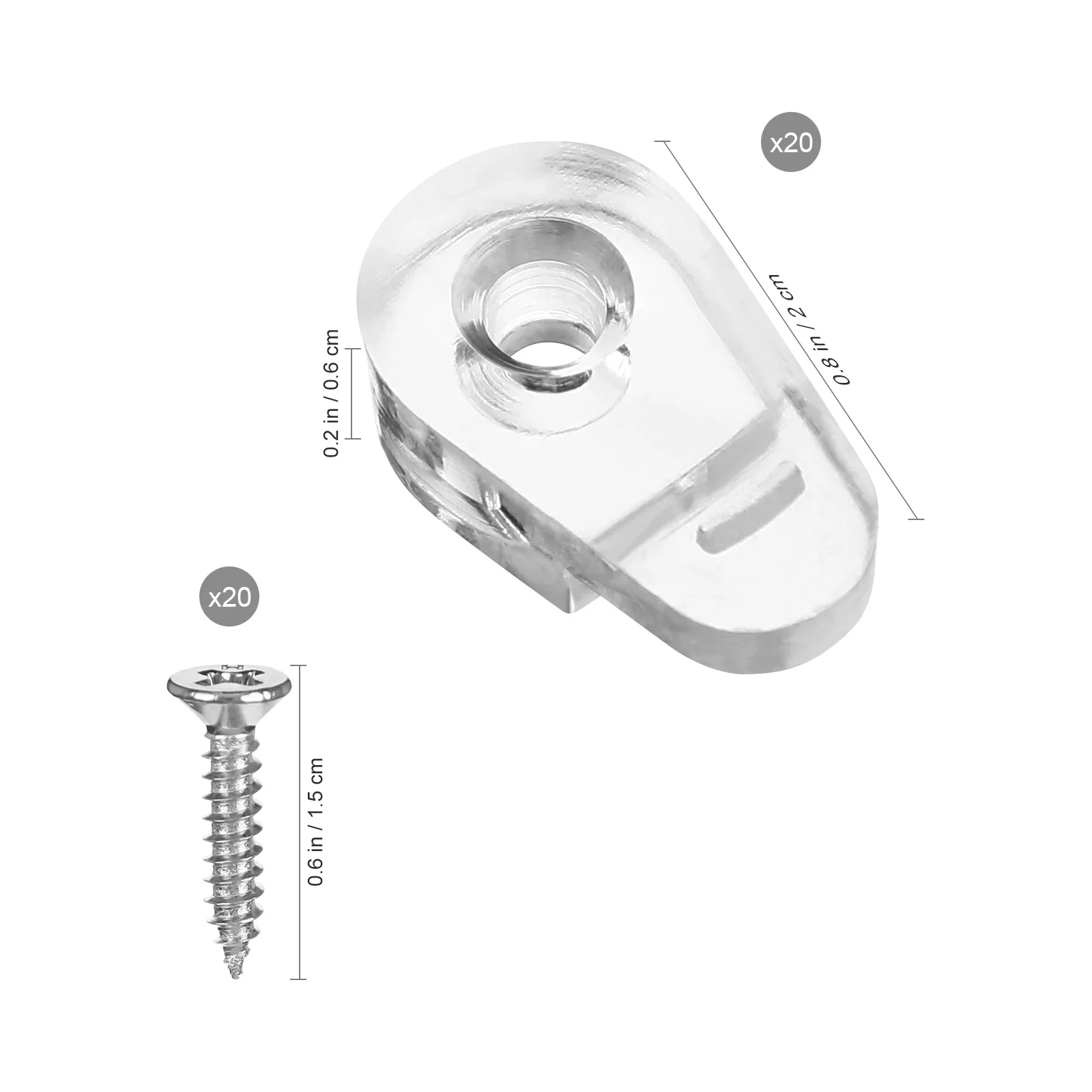 20Pcs Mirror Holder Clips Clear Plastic Fixing Clips Screws for Mounting Mirrors Glass Cabinets Doors Hardware