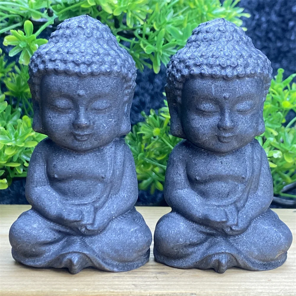 Natural Shungite Hand Carved Baby Buddha Meditation Crystal Tea Pet Fish Tank Companion Garden Little Tathagata Home Decor