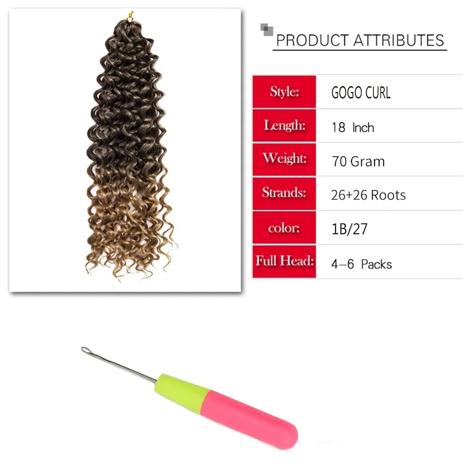 8 عبوات شعر كروشيه مجعد GoGo حليقة للنساء موجة عميقة تجديل الشعر الاصطناعية البوهيمي جديلة شعر مموج مائي تمديد