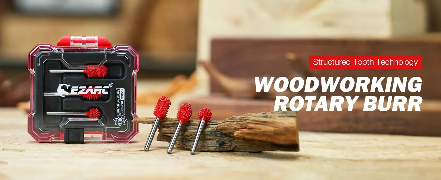 EZARC Wolframkarbid-Rotationsfräser für Holzschnitzerei, 1/8" Schaft, Entfernungswerkzeug für Holz, Glasfaser, Schaumstoff, Gummi, Kunststoff, grob, schnell – Detail 1