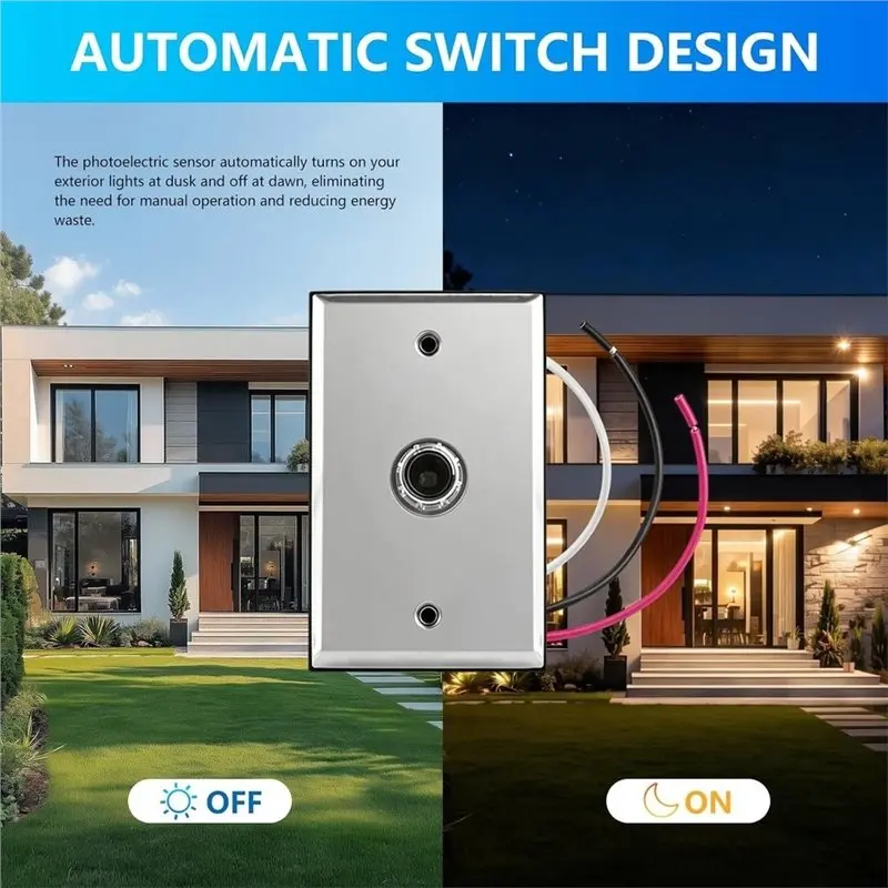 [B17B!】 Photocell Switch Dusk To Dawn Sensor Auto On/Off, 120-277V, Weatherproof For Outdoor Light Installation Including Wall P