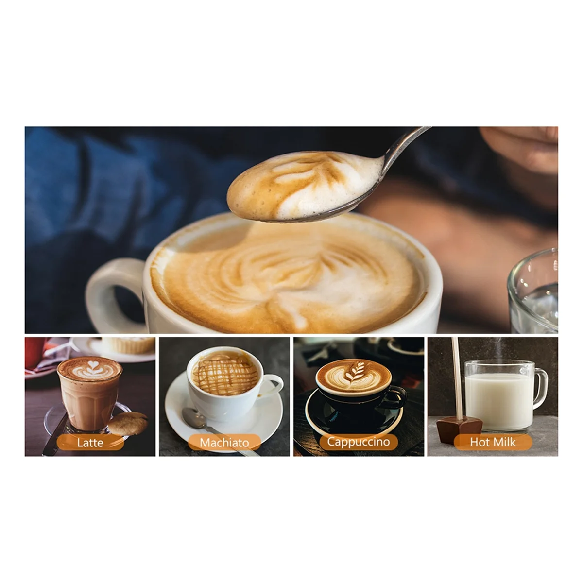 

A04I 350mlElectric Milk Frother,Stainless Steel Milk Heating and Frothing Machine,Dual Hot and Cold Foam Maker for Coffee(EU)