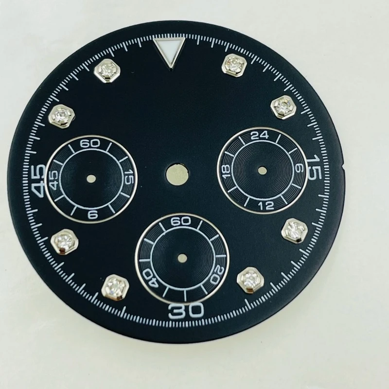 

VK63 Dial 29.5mm S Green Luminous Diamond Nail Dial Modified Panda Dial Suitable for VK63 Quartz Movement Watch Accessories DIY