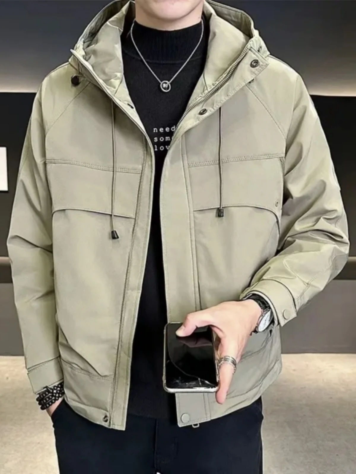 

Men's Hooded down Jaet Autumn Winter Warm Outdoor Cotton Coat Faionable Versatile Cold Proof Youth ular Loose Fit Jaet