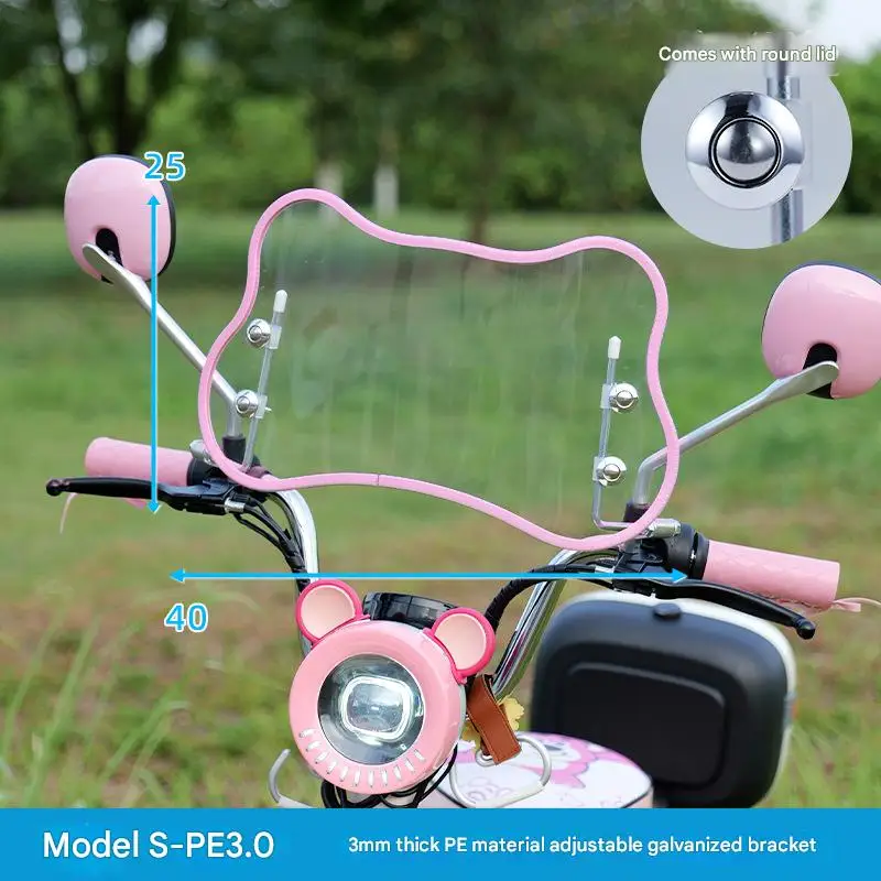 FOR Emma Sunny Metaverse Yadea Retro Electric Scooter Windscreen HD Impact Resistant Front Wind Deflector Bear Decor Kit