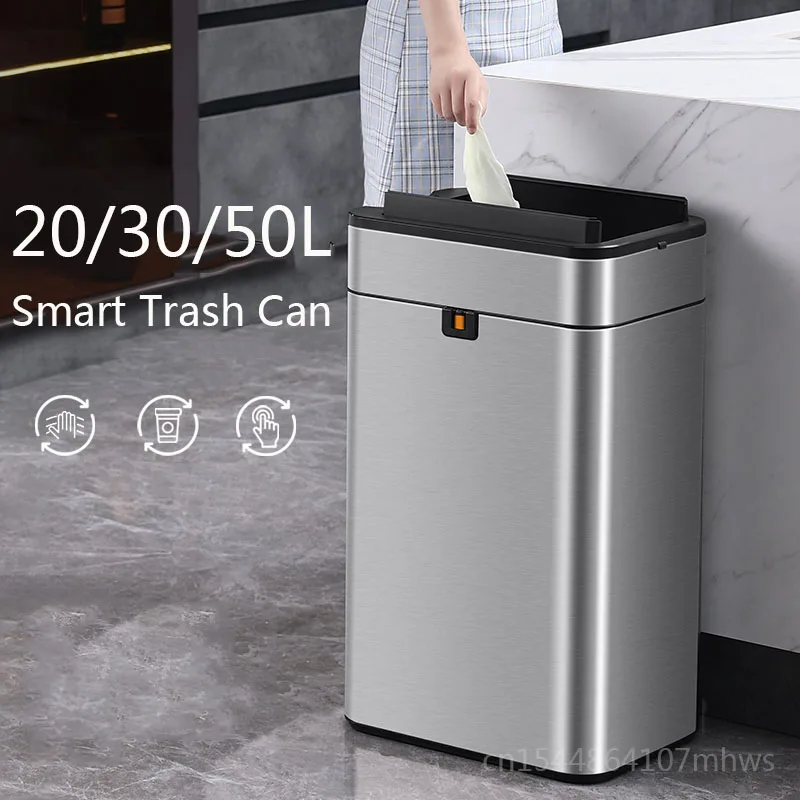 

Smart Trash Can 20/30/50/60L Automatic Sensor Trash Can Stainless Steel Large Trash Bin Kitchen Garbage Can Home Wastebasket